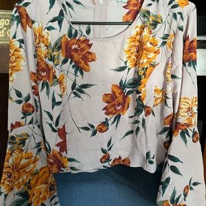 Charlotte Russe Floral Crop Top with Long Sleeves